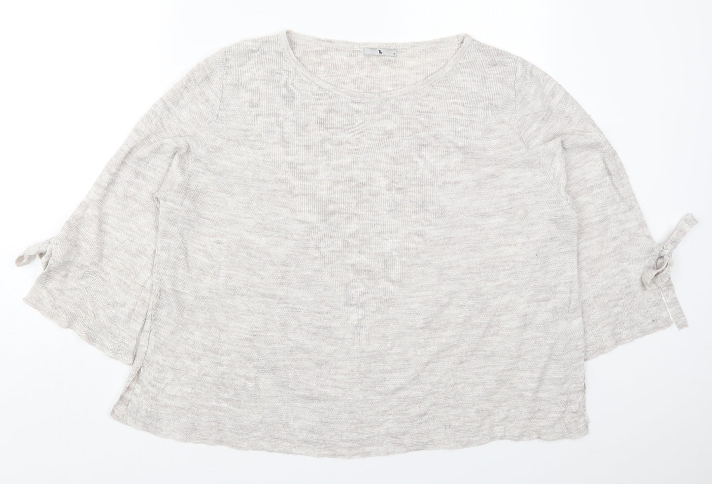 TU Womens Beige Round Neck  Acrylic Pullover Jumper Size 16