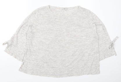 TU Womens Beige Round Neck  Acrylic Pullover Jumper Size 16