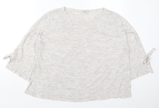 TU Womens Beige Round Neck  Acrylic Pullover Jumper Size 16