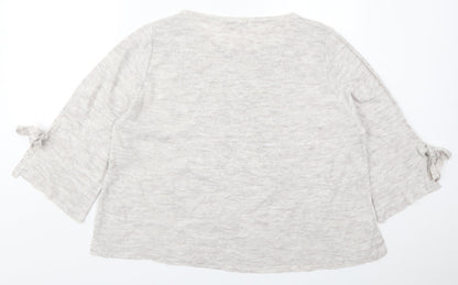 TU Womens Beige Round Neck  Acrylic Pullover Jumper Size 16