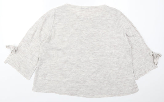 TU Womens Beige Round Neck  Acrylic Pullover Jumper Size 16