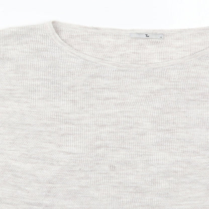 TU Womens Beige Round Neck  Acrylic Pullover Jumper Size 16