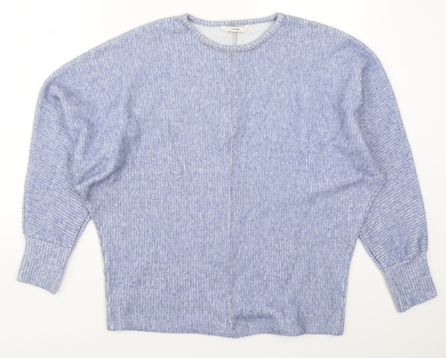 George Womens Blue Round Neck  Polyester Pullover Jumper Size S
