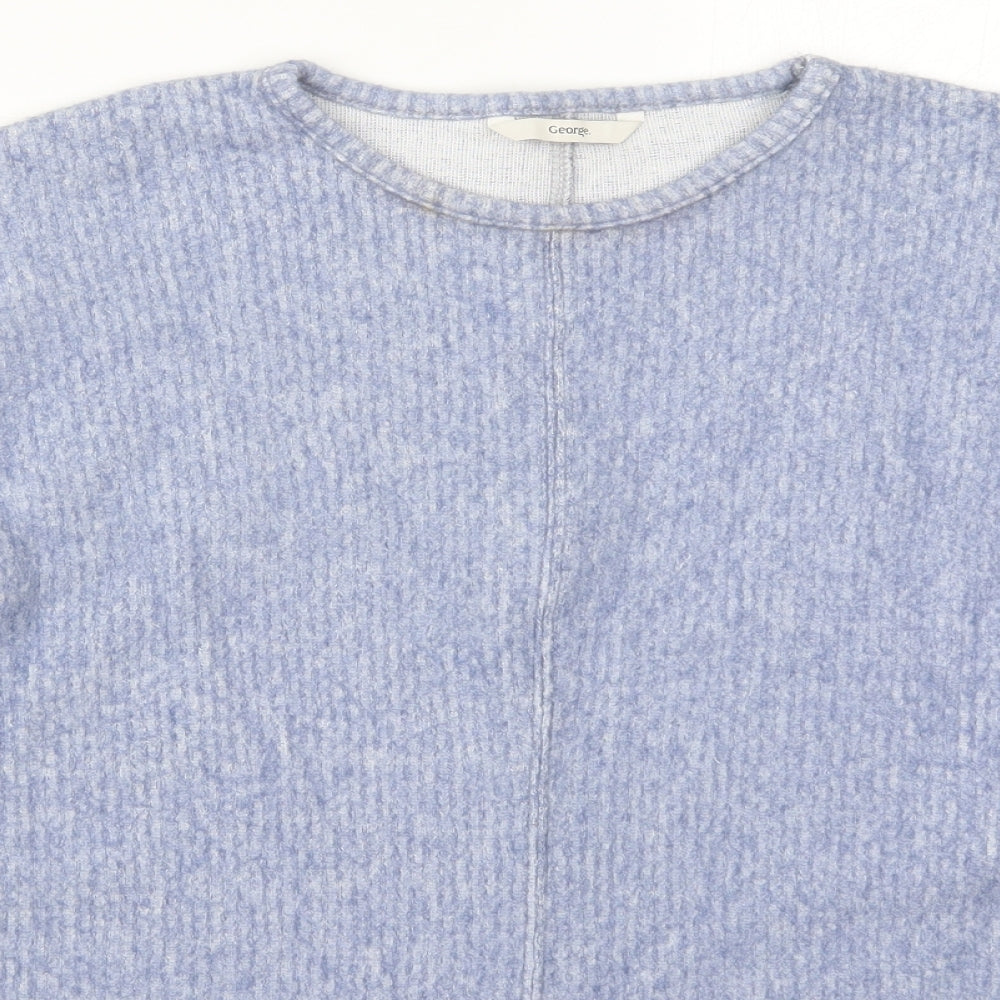 George Womens Blue Round Neck  Polyester Pullover Jumper Size S