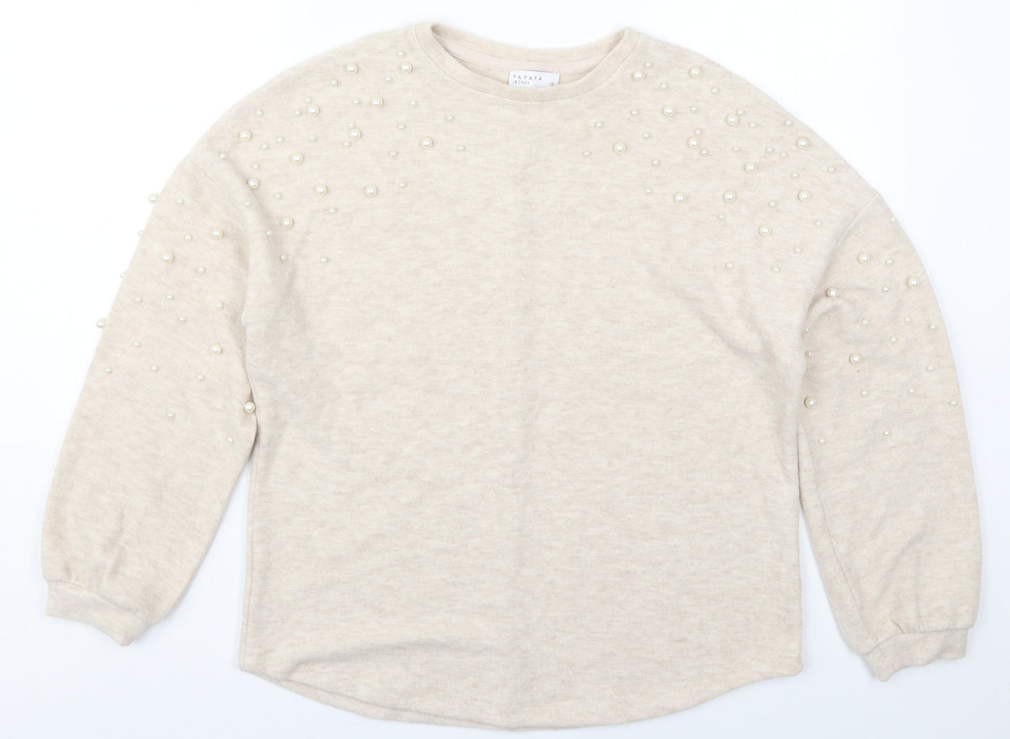 Womens UK Size 12 Papaya Beige Pullover Jumper