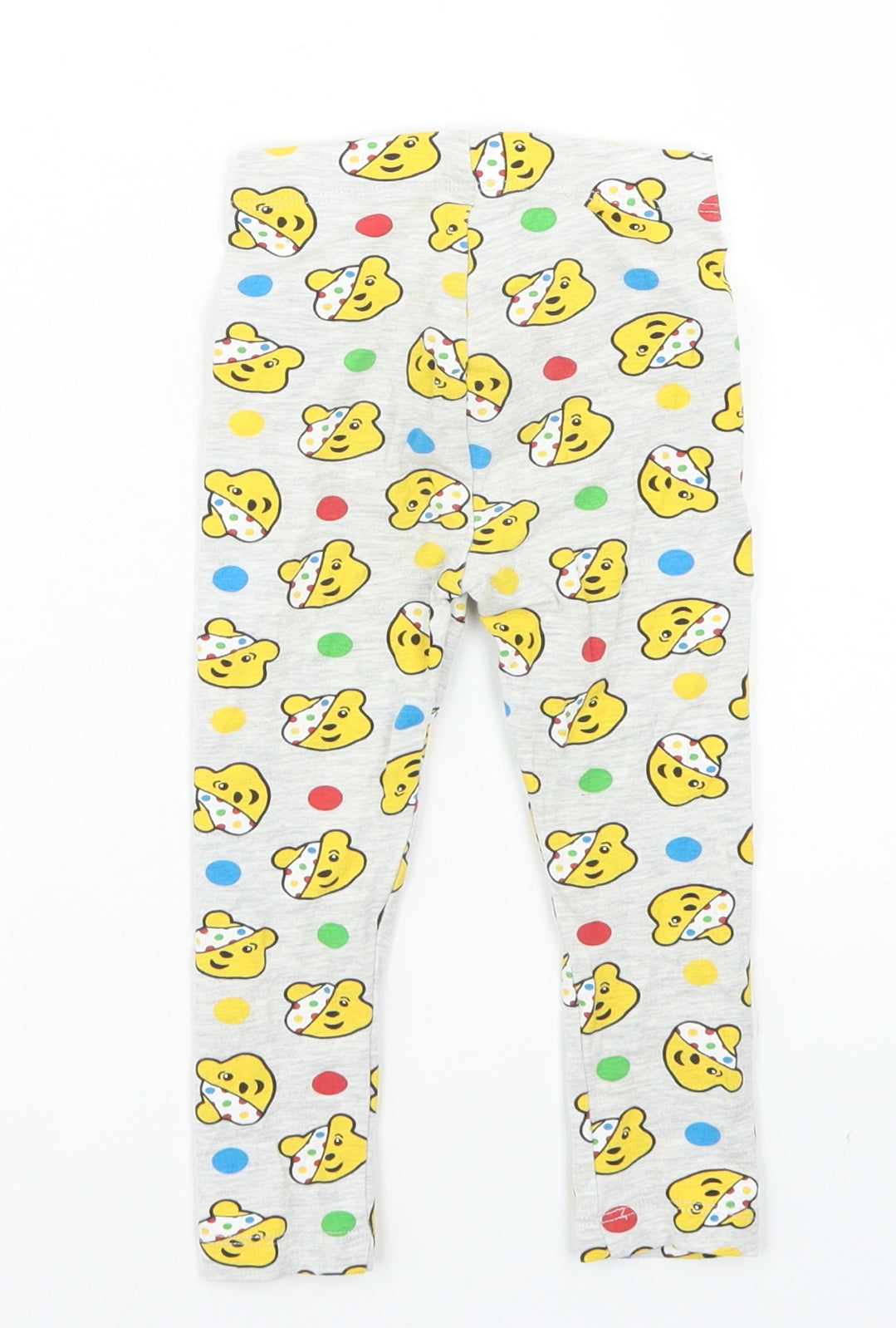George Girls Grey Spotted Cotton Jogger Leggings Size 12-18 Months   - Pudsey Bear Children in Need