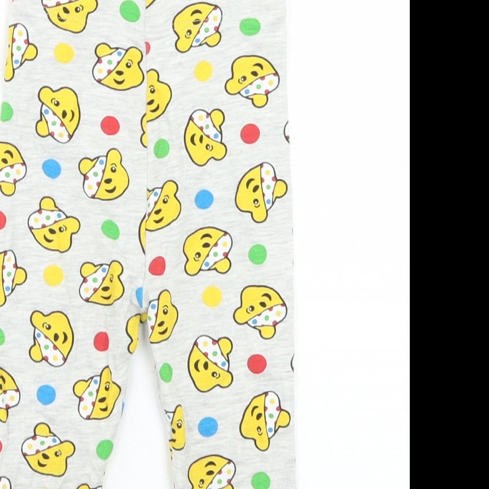George Girls Grey Spotted Cotton Jogger Leggings Size 12-18 Months   - Pudsey Bear Children in Need