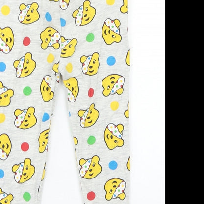 George Girls Grey Spotted Cotton Jogger Leggings Size 12-18 Months   - Pudsey Bear Children in Need
