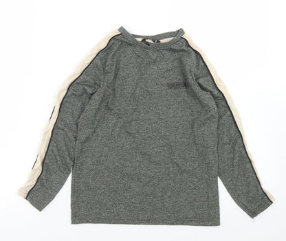 George Boys Green Colourblock Cotton Basic T-Shirt Size 7-8 Years Crew Neck