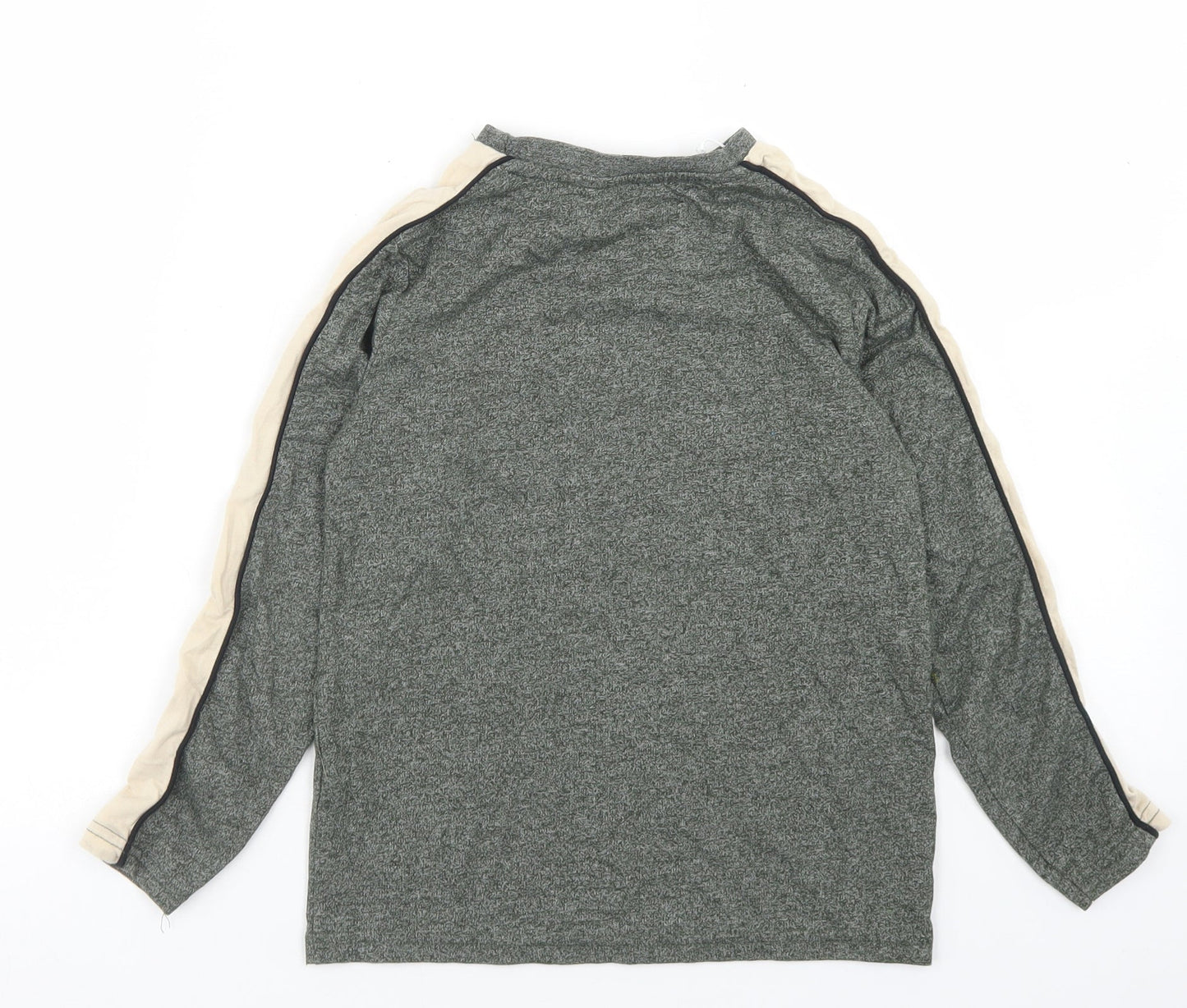 George Boys Green Colourblock Cotton Basic T-Shirt Size 7-8 Years Crew Neck