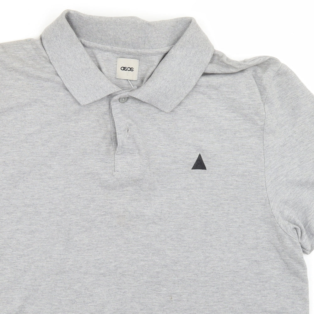 ASOS Mens Grey  Cotton  Polo Size XL Collared Button