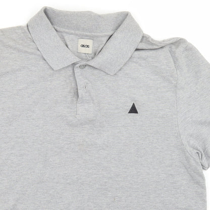 ASOS Mens Grey  Cotton  Polo Size XL Collared Button