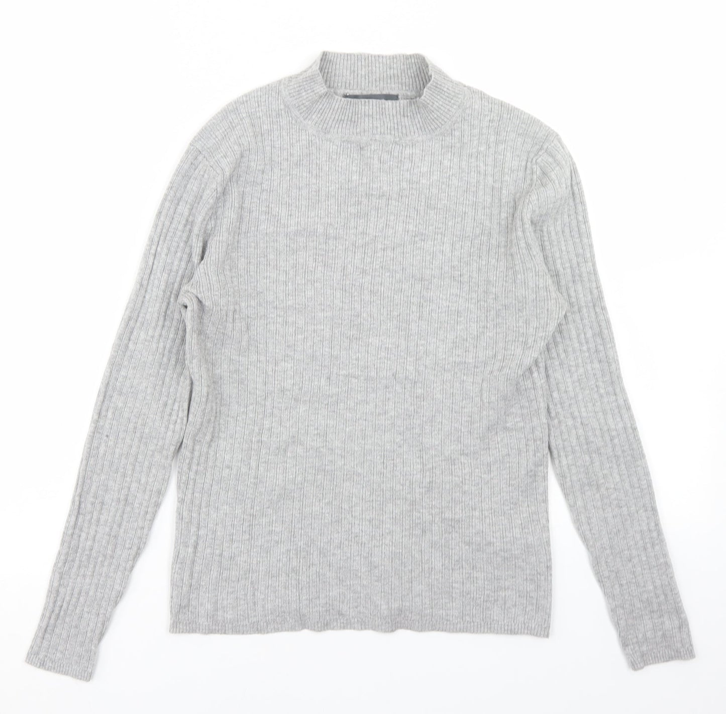 Primark Womens Grey Mock Neck  Viscose Pullover Jumper Size L