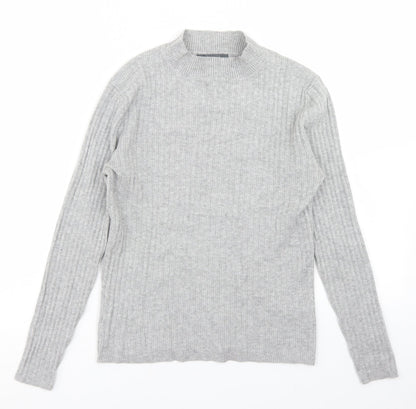 Primark Womens Grey Mock Neck  Viscose Pullover Jumper Size L