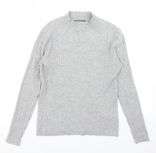 Primark Womens Grey Mock Neck  Viscose Pullover Jumper Size L