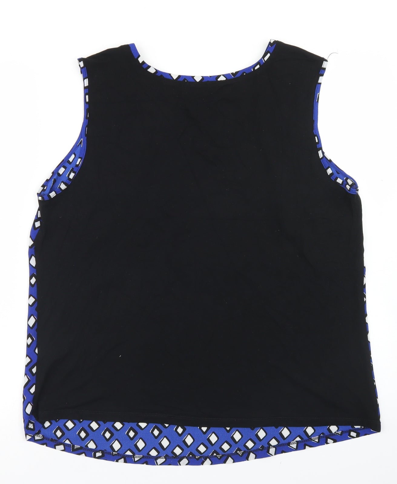 Papaya Womens Blue Argyle/Diamond Polyester Basic Blouse Size 16 Round Neck