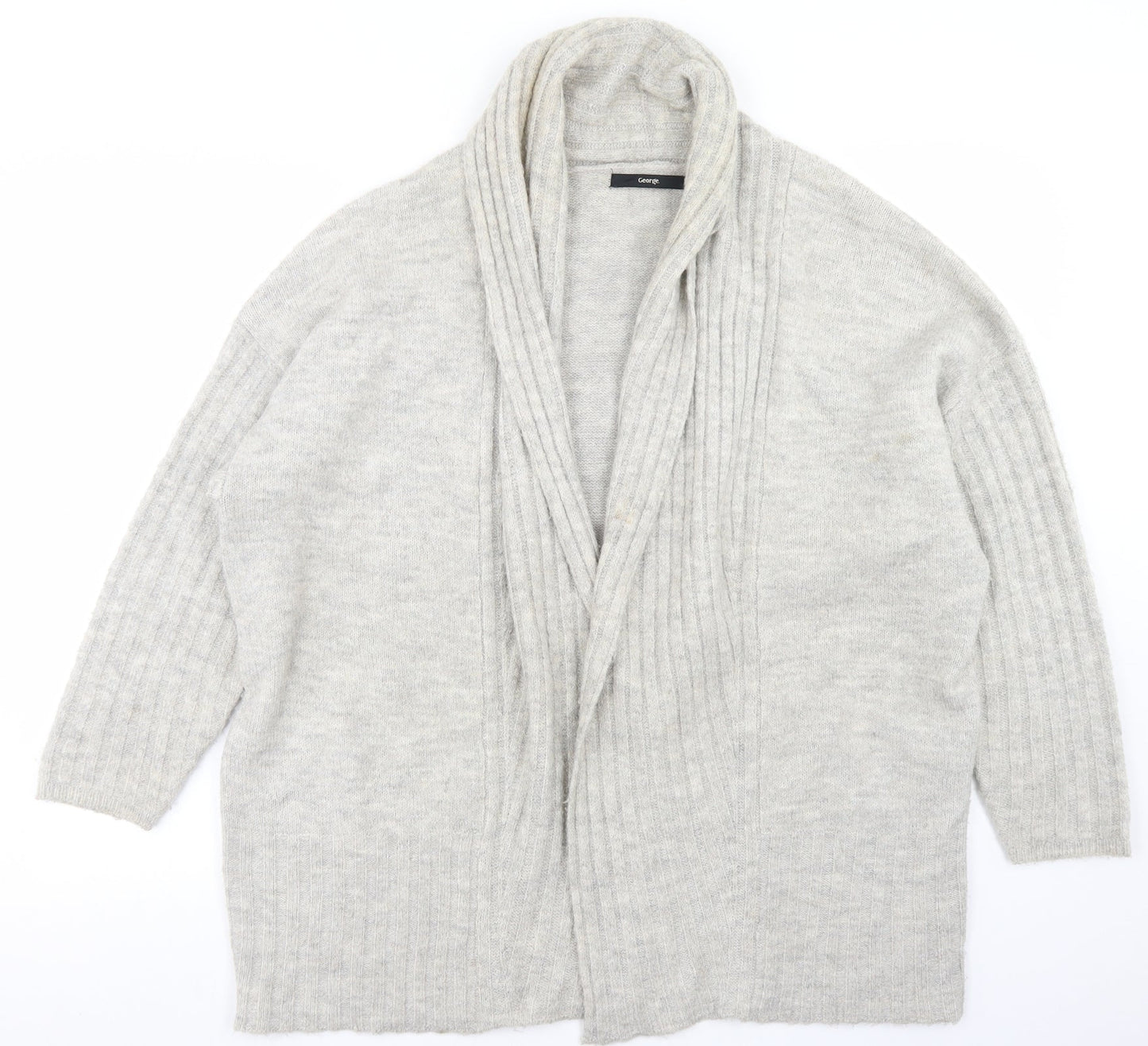 George Womens Beige Collared  Acrylic Cardigan Jumper Size M