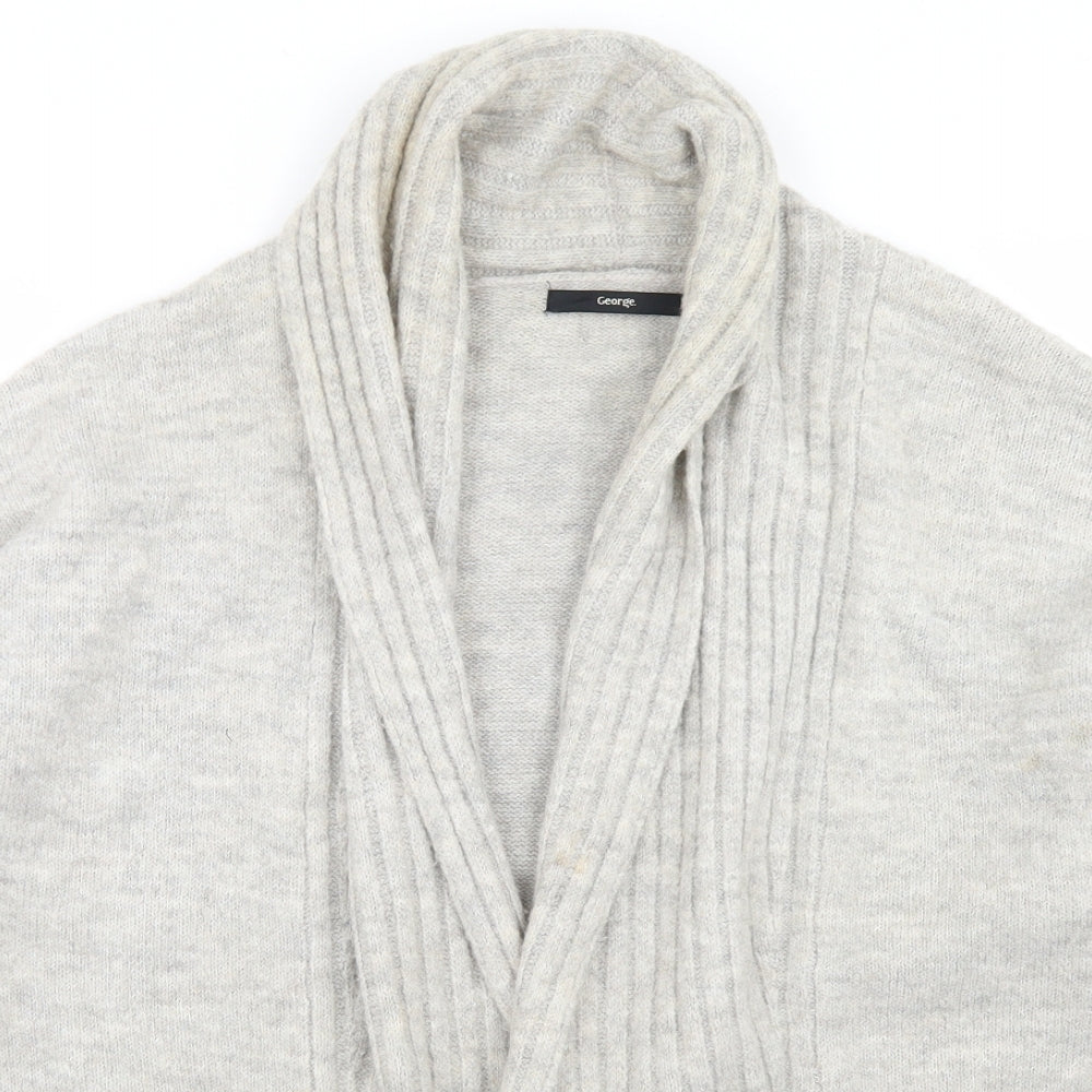 George Womens Beige Collared  Acrylic Cardigan Jumper Size M