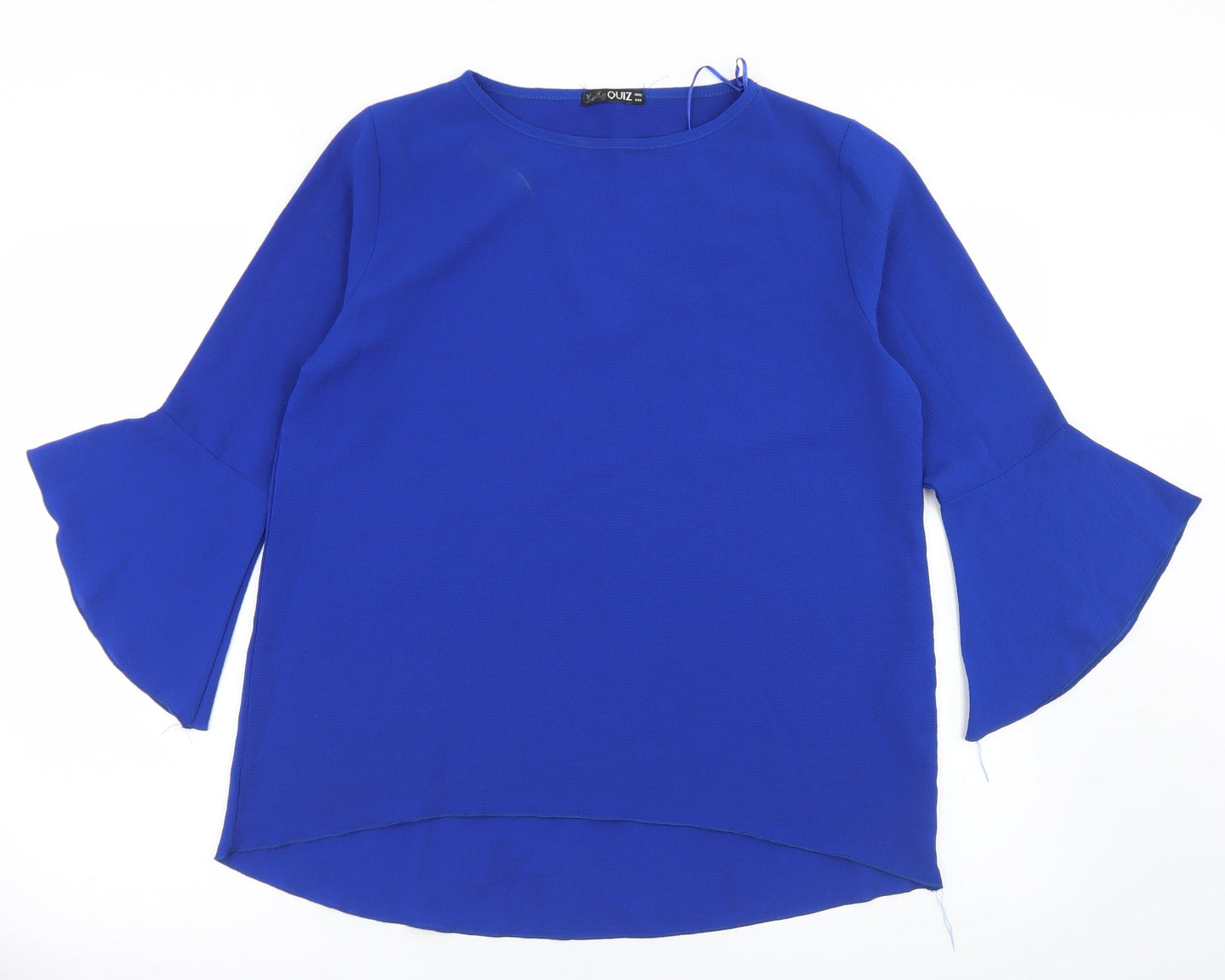 Quiz Womens Blue  Polyester Basic Blouse Size 12 Round Neck - Cut Out Back