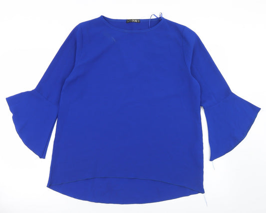 Quiz Womens Blue  Polyester Basic Blouse Size 12 Round Neck - Cut Out Back