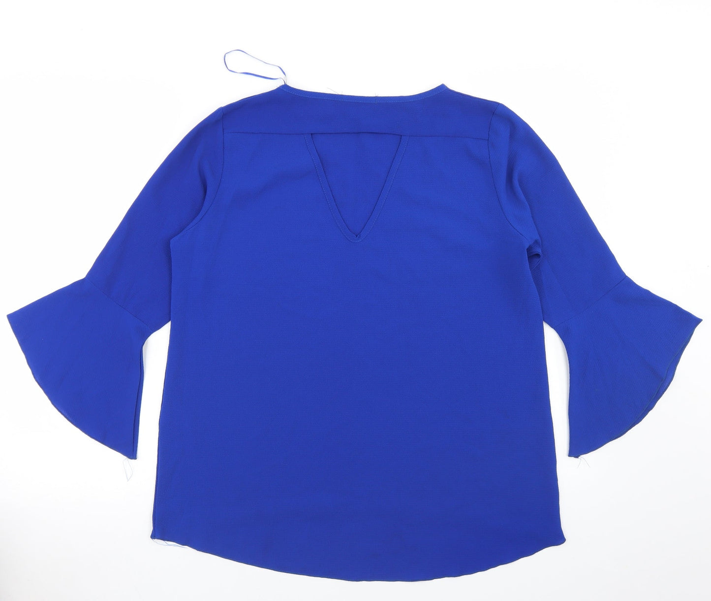 Quiz Womens Blue  Polyester Basic Blouse Size 12 Round Neck - Cut Out Back