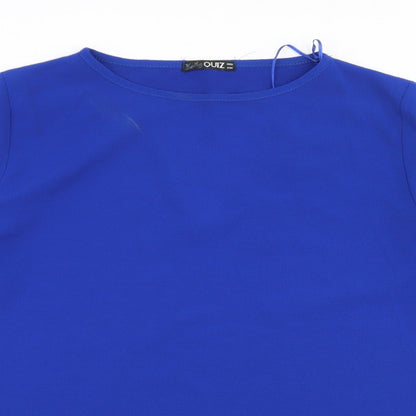 Quiz Womens Blue  Polyester Basic Blouse Size 12 Round Neck - Cut Out Back