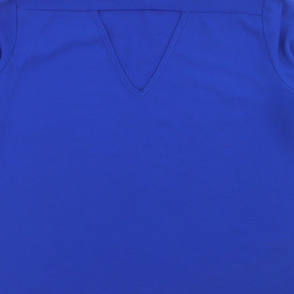 Quiz Womens Blue  Polyester Basic Blouse Size 12 Round Neck - Cut Out Back