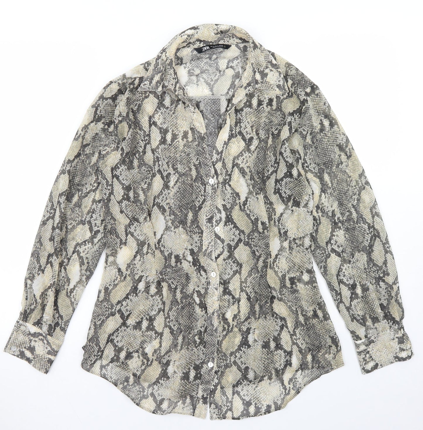 Womens UK Size S Zara Beige Basic Blouse