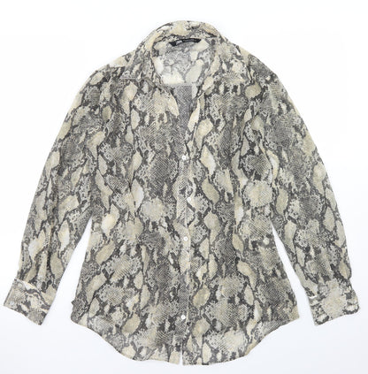 Womens UK Size S Zara Beige Basic Blouse