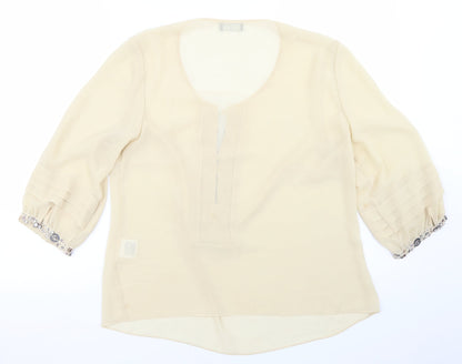 arruba Womens Beige  Polyester Basic Blouse Size 12 Round Neck