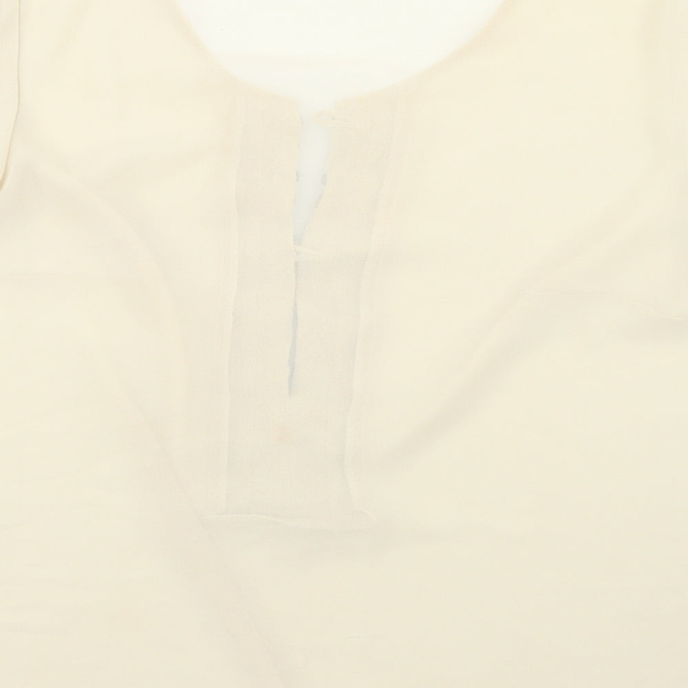arruba Womens Beige  Polyester Basic Blouse Size 12 Round Neck