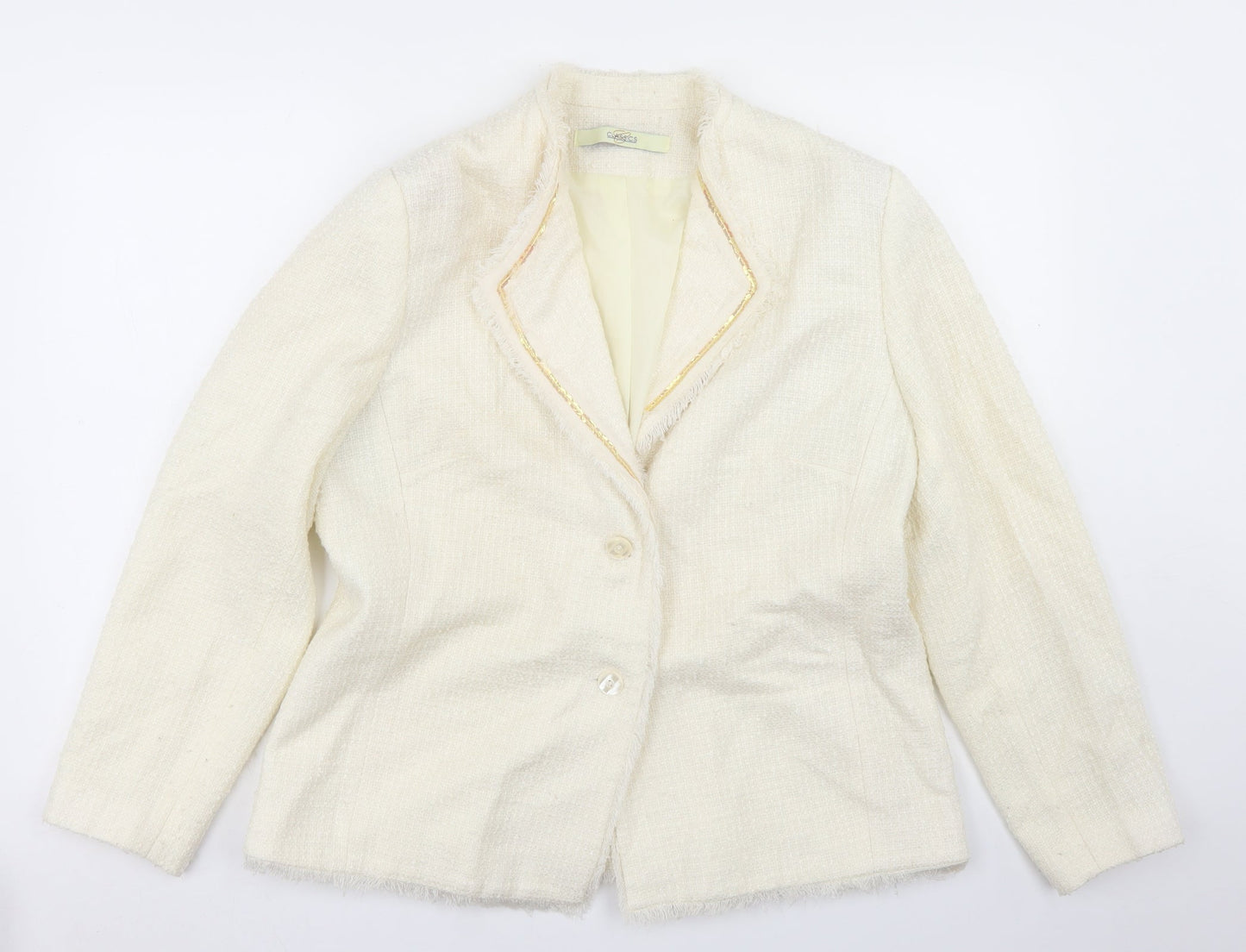 Classics Womens White  Acrylic Jacket Blazer Size 16