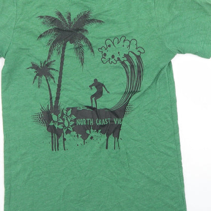 Womens UK Size XS Canvas Green Basic T-Shirt