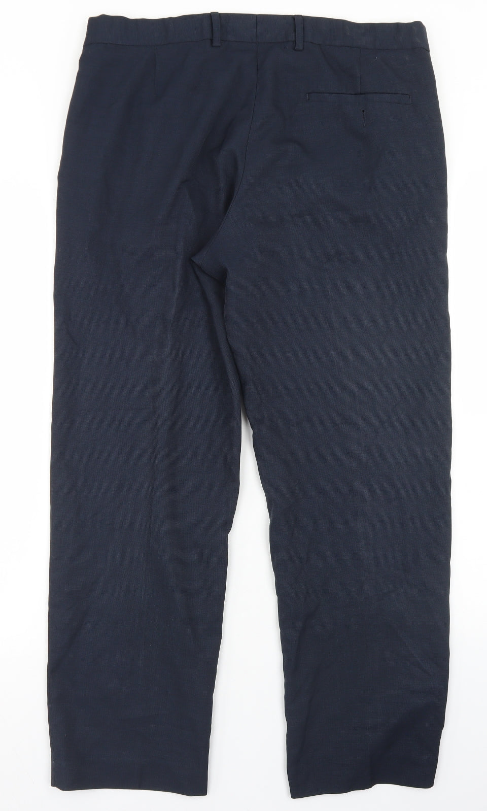 Dunnes Stores Mens Blue  Polyester Dress Pants Trousers Size 34 in L29 in Regular Hook & Eye
