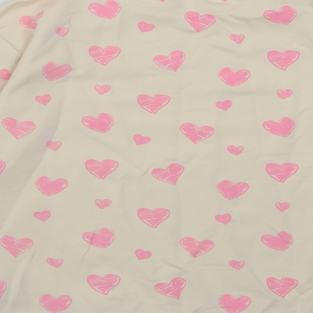 Dunnes Stores Girls Ivory Geometric Cotton Pullover Sweatshirt Size 9-10 Years  Pullover - Heart pattern