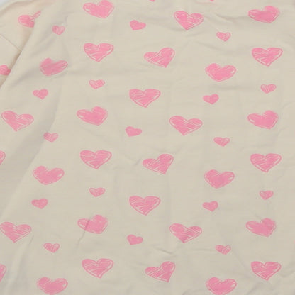 Dunnes Stores Girls Ivory Geometric Cotton Pullover Sweatshirt Size 9-10 Years  Pullover - Heart pattern