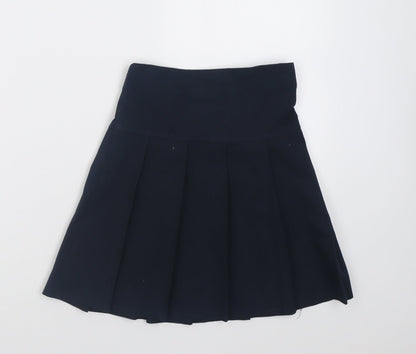 Marks and Spencer Girls Blue  Polyester A-Line Skirt Size 7-8 Years  Regular Pull On - School Wear