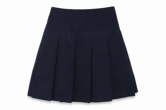 Front view of Marks & Spencer girls’ blue polyester a-line skirt, size 7-8, years regular pull on - school wear