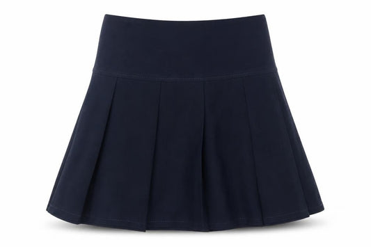 Front view of Marks & Spencer girls’ blue polyester a-line skirt, size 7-8, years regular pull on - school wear