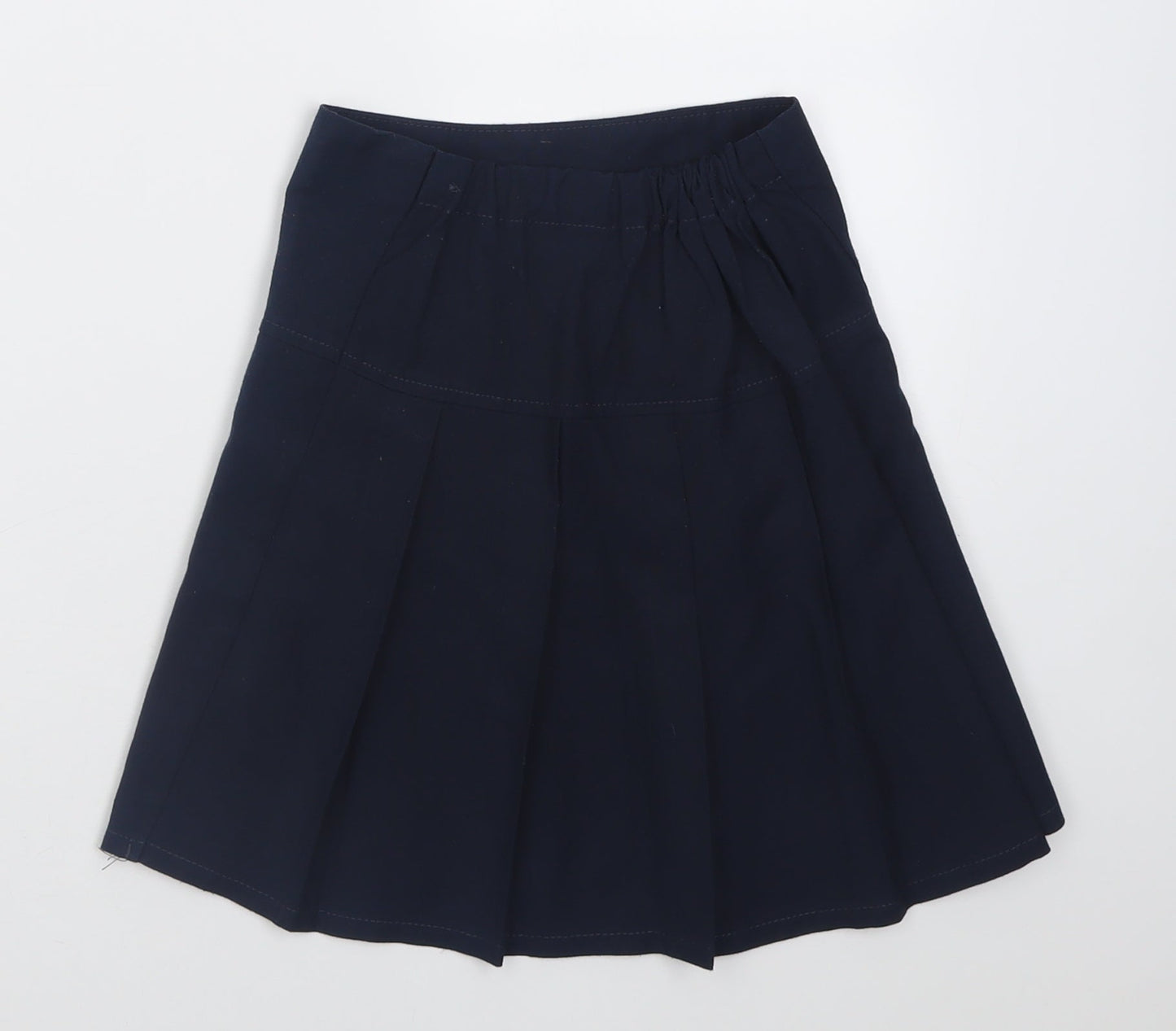 Marks and Spencer Girls Blue  Polyester A-Line Skirt Size 7-8 Years  Regular Pull On - School Wear