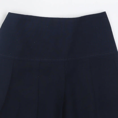Marks and Spencer Girls Blue  Polyester A-Line Skirt Size 7-8 Years  Regular Pull On - School Wear
