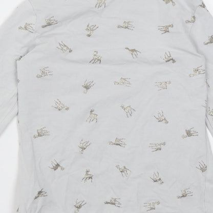 H&M Girls Grey Geometric Cotton Basic Casual Size 9-10 Years Crew Neck Pullover - Reindeer
