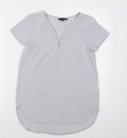 Womens UK Size 8 New Look Blue Basic Blouse