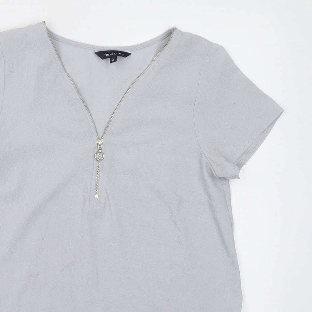 Womens UK Size 8 New Look Blue Basic Blouse