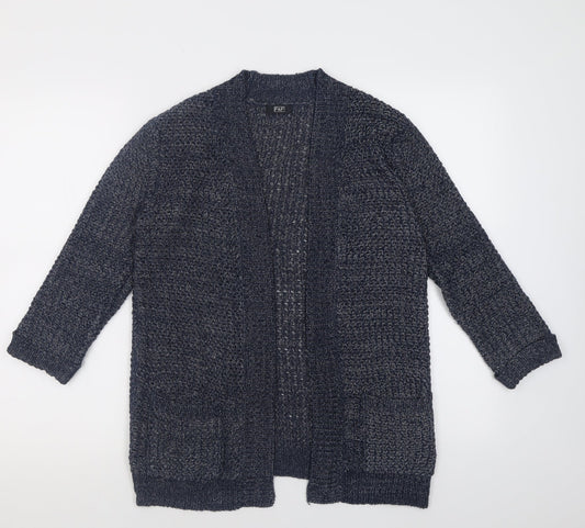 F&F Womens Blue V-Neck  Acrylic Cardigan Jumper Size 8