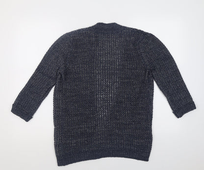 F&F Womens Blue V-Neck  Acrylic Cardigan Jumper Size 8