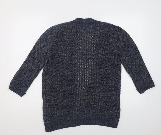 F&F Womens Blue V-Neck  Acrylic Cardigan Jumper Size 8