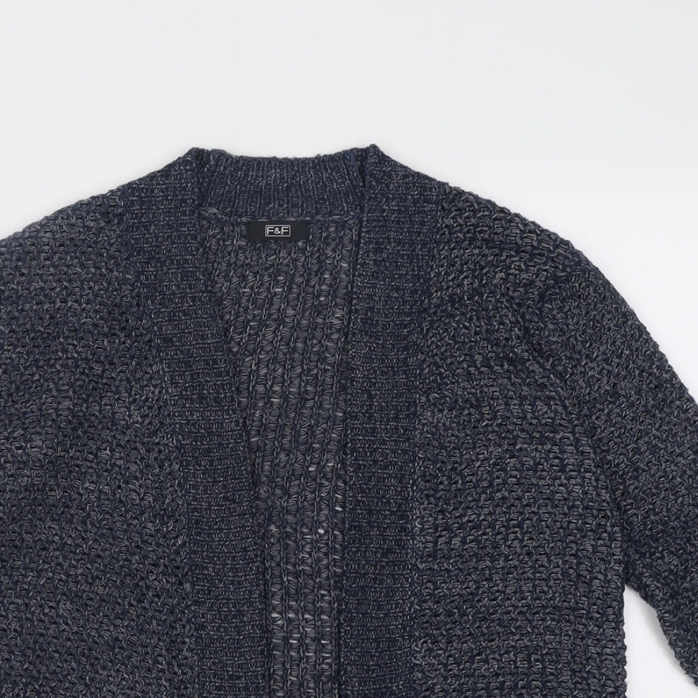 F&F Womens Blue V-Neck  Acrylic Cardigan Jumper Size 8