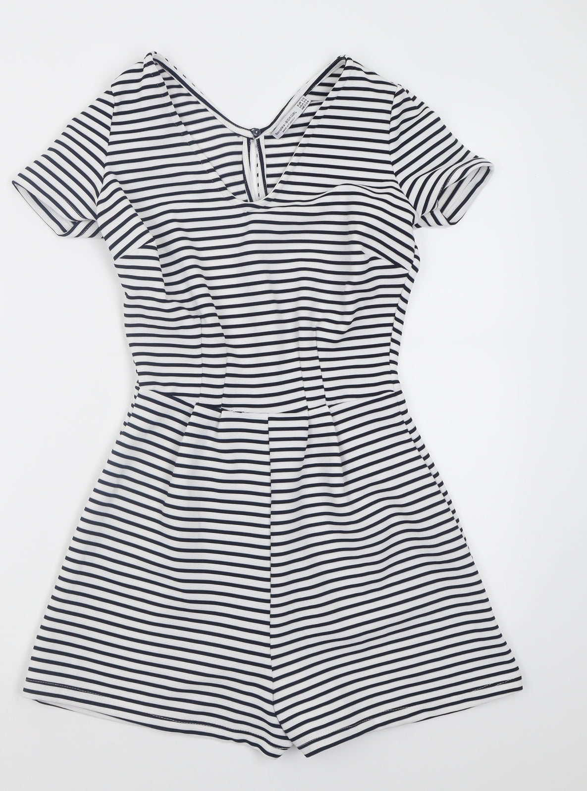 Bershka Womens White Striped Polyester Playsuit One-Piece Size XS  Pullover