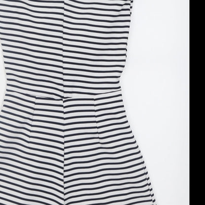 Bershka Womens White Striped Polyester Playsuit One-Piece Size XS  Pullover